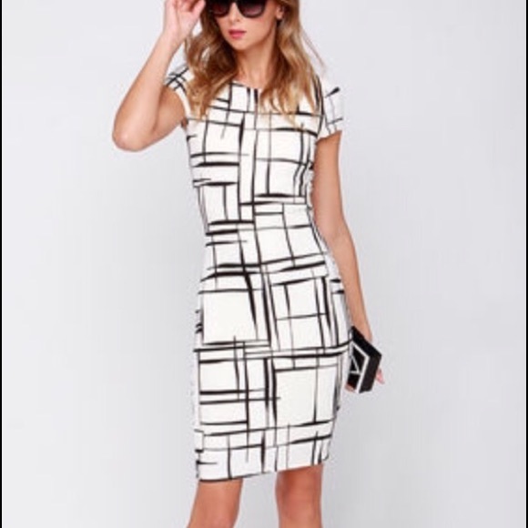 Lulus black and ivory print  dress