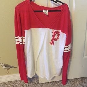 Long sleeve v-neck PINK tee