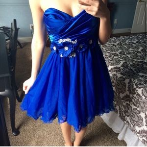 Royal Blue Fluffy Formal Dress