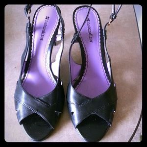 Little black leather  low heels