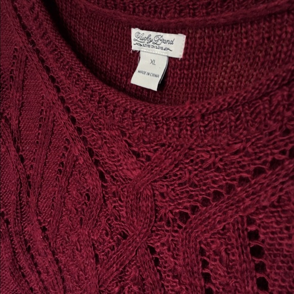 Maroon Lucky Brand cable knit sweater - Picture 2 of 3