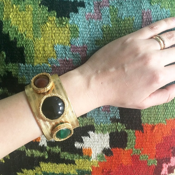 Gold Plated Cuff with Stones
