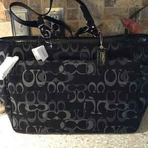 Auth Coach Optic C diaper bag multifunction tote