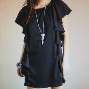 Soo Lee black Side Ruffle Dress