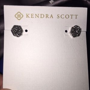 Platinum drusy studs by Kendra Scott