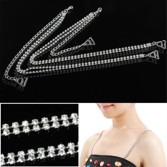 🆕 Adjustable crystal diamanté bra straps-👀Prom - Picture 3 of 4