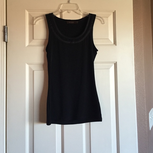 SOLD Black top with silk neckline detail