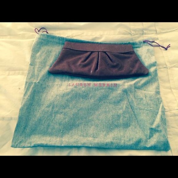 LAUREN MERKIN LOUISE LEATHER CLUTCH BAG, BROWN