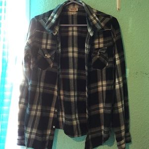 Black and white button flannel
