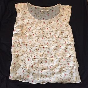 Cream sheer shirt with flower design