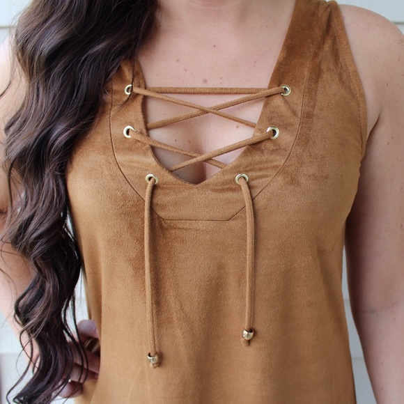 NWT three bird brown suede lace up dress - Picture 2 of 4