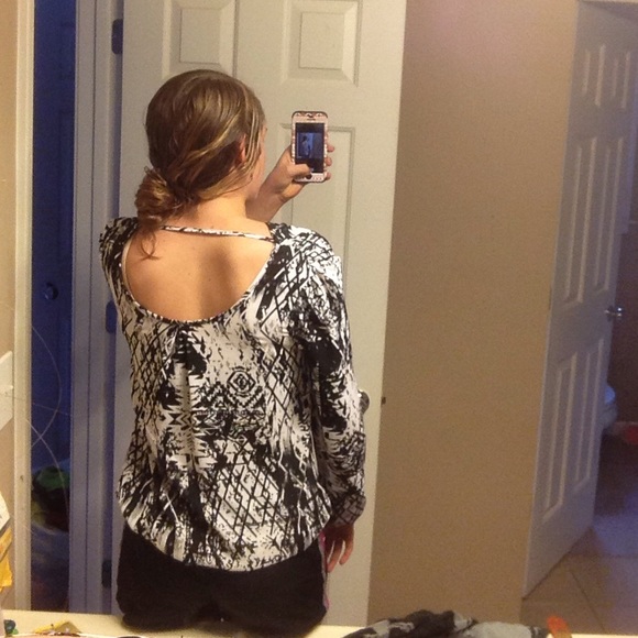 Cute black and white blouse tribal pattern shirt