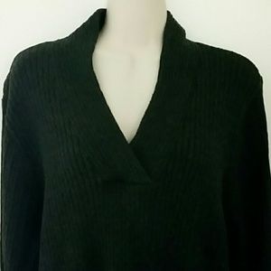Pria Charcoal Grey Knit Sweater with neck detail.