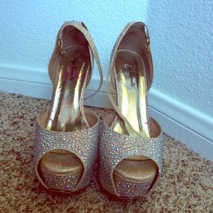 Gold high heels