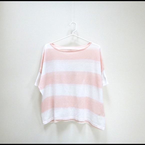Peach and cream stripe oversize knit tunic
