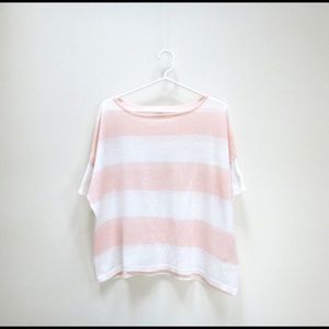 Peach and cream stripe oversize knit tunic