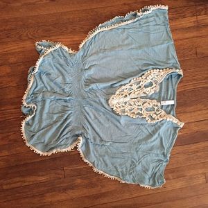 Baby blue and off white blouse