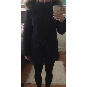 Parka with detachable faux fur hood