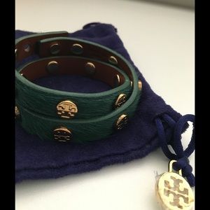 Tory Burch Hunter Green Calf Hair Bracelet