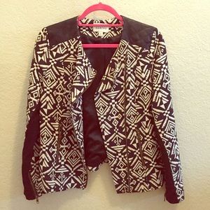 Black and White print Biker jacket