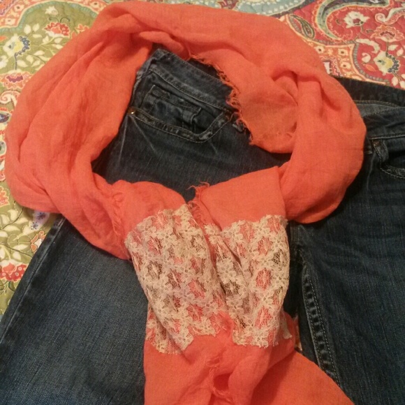 Orange with lace scarf