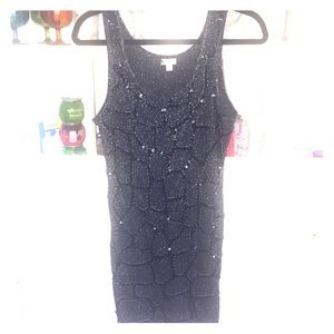 Ya Los Angeles Black/silver Beaded Party Dress