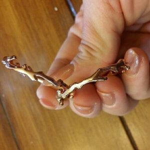 Stella & Dot rose gold coral hoop earrings