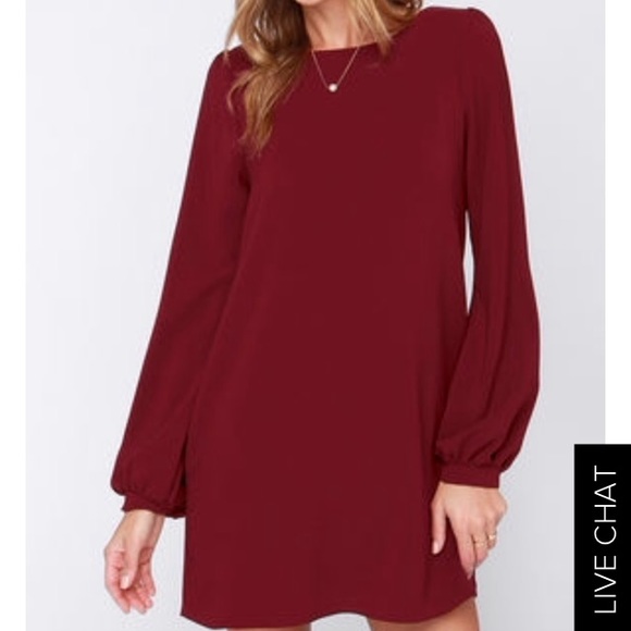 Burgundy shift dress from Lulu's