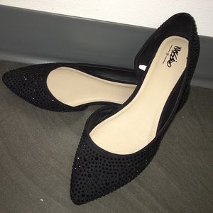 Black rhinestone flats
