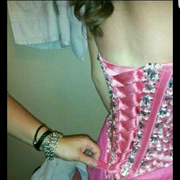 Coral Sweetheart Neck Prom Dress - Picture 4 of 4