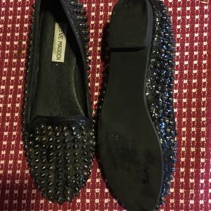 Steve Madden Studded Flats (Black Sparkles Size 7)