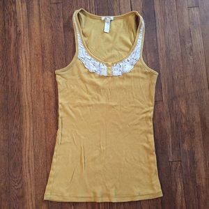 Yolk yellow and off white muscle shirt