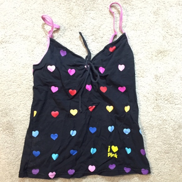 Victoria's Secret Pink Black Heart Tank Top- Small