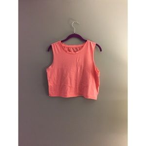 pink crop muscle tee