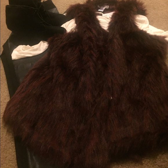 Burgundy Faux Fur Vest
