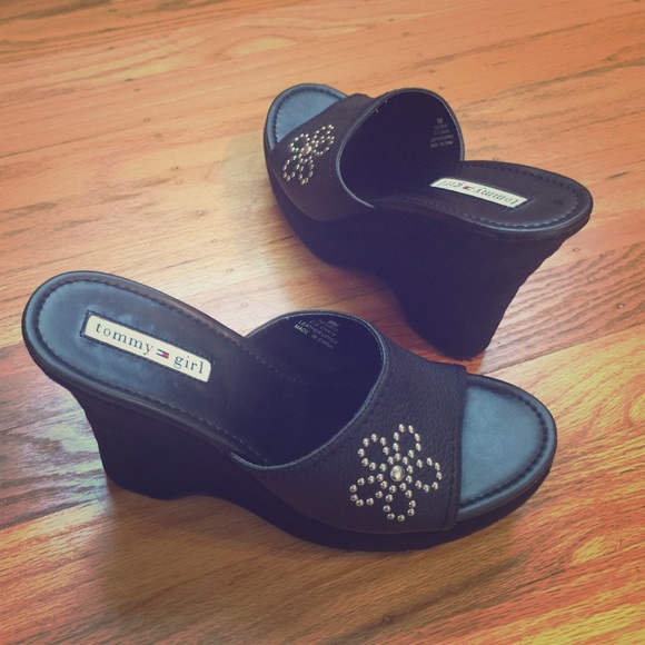 Tommy Hilfiger Shoes - 6 Tommy Hilfiger Black Wedge Heels
