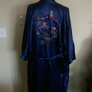 Luxuriously satin! Royal blue long robe
