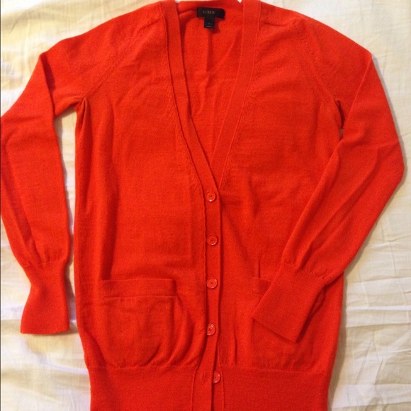Red-orange J. Crew v-neck sweater - Picture 1 of 4