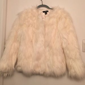 H & M faux fur egg shell jacket BNWT
