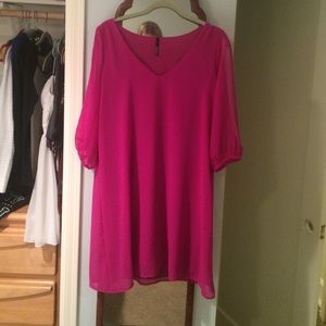 Bright pink shift dress