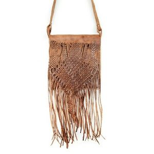 Tan Leather Fringe Bag