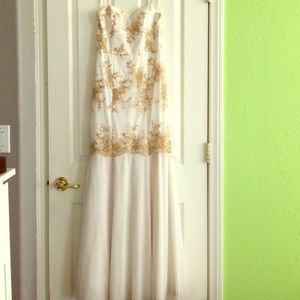 White and Gold Prom Dress