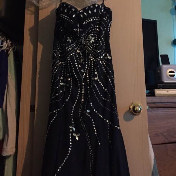 Strapless Navy blue mermaid dress