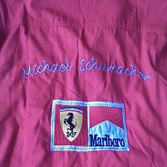 MICHAEL SCHUMACHER RED BUTTON DOWN SHIRT SIZE L