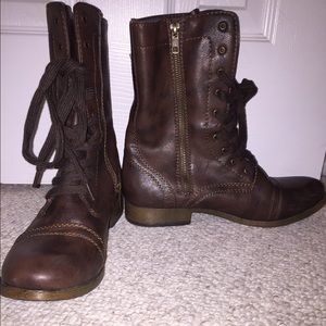 Brown combat boots