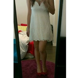 White/ ivory deep sweet heart neck cocktail dress
