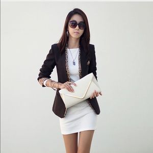 Cheetah print cuffed blazer