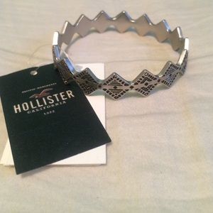 Silver and black tribal bangle