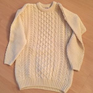 Scottish wool fisherman sweater cream Small / med