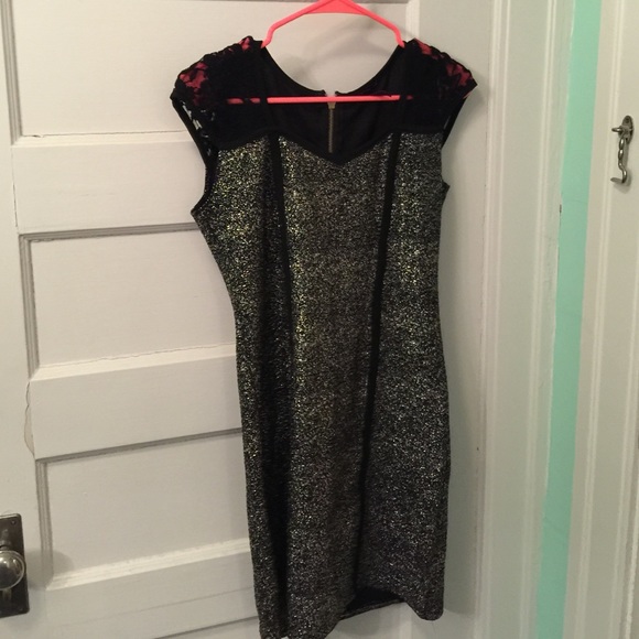 Black and gold mini dress